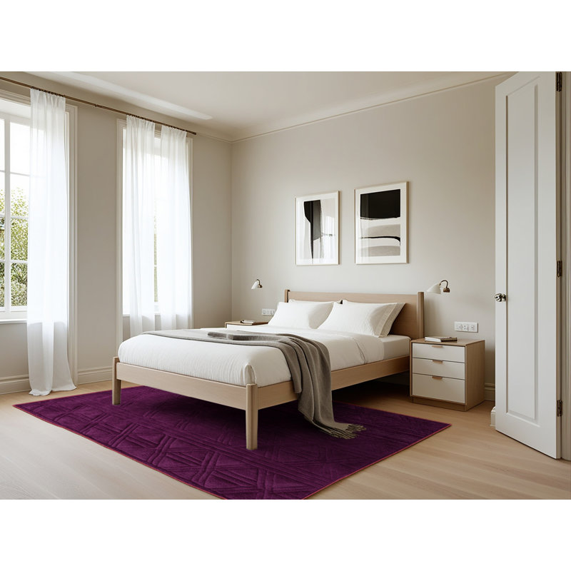 Tapis mauve lavable à la machine, Rectangle 5 pi x 7 pi