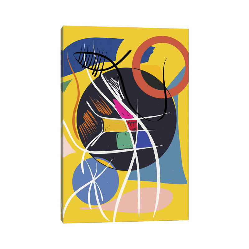 Yellow Abstract Shapes And Symbols by Emmanuel Signorino - Wrapped Canvas Print, 20.32 cm H x 30.48 cm W