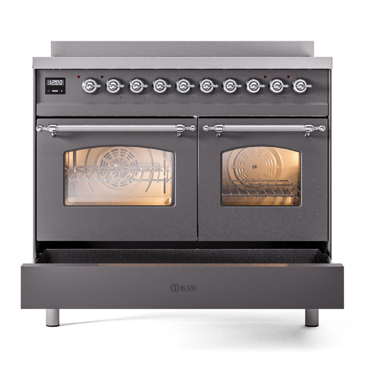 ILVE Nostalgie II 40 in Induction Range, Graphite Matte/Chrome
