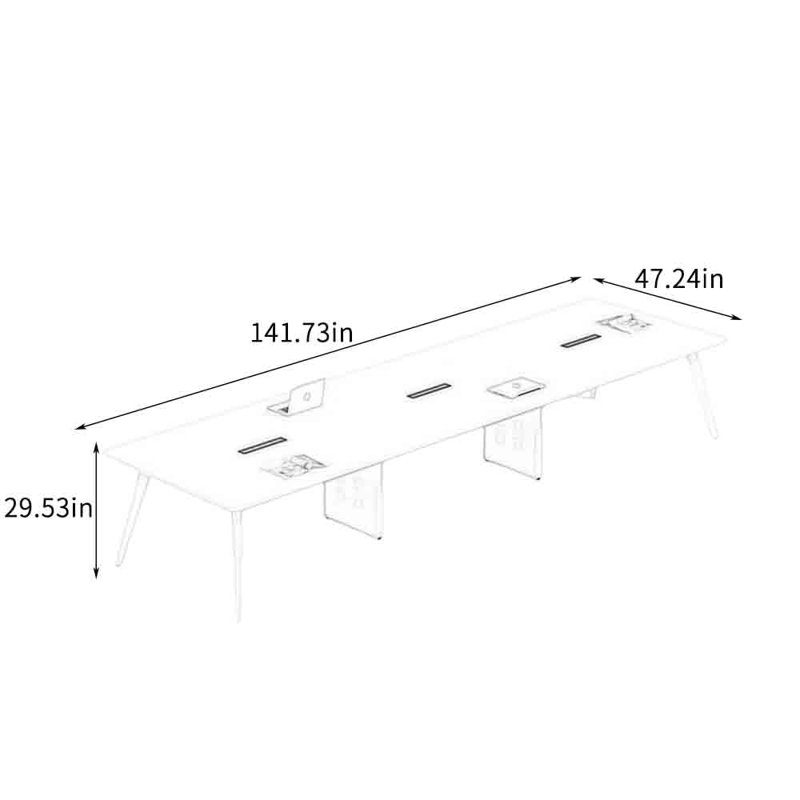 Nouvelle table longue de conférence blanche moderne, H 29,53 po x L 141,73 po x l 47,24 po