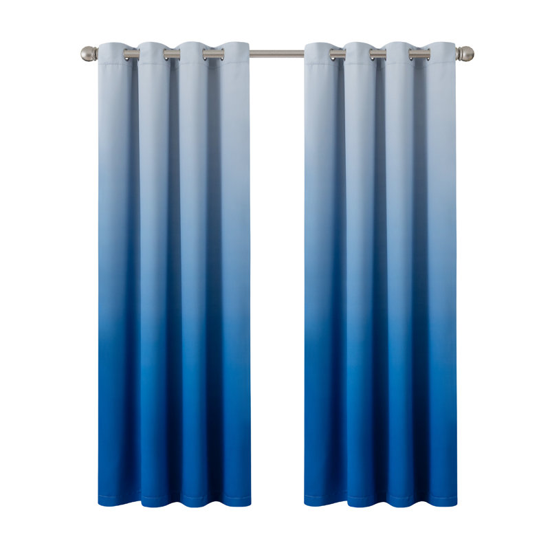 Ombre Room Darkening Grommet Panel Pair(2 Panels), 52" W x 84" L, Blue