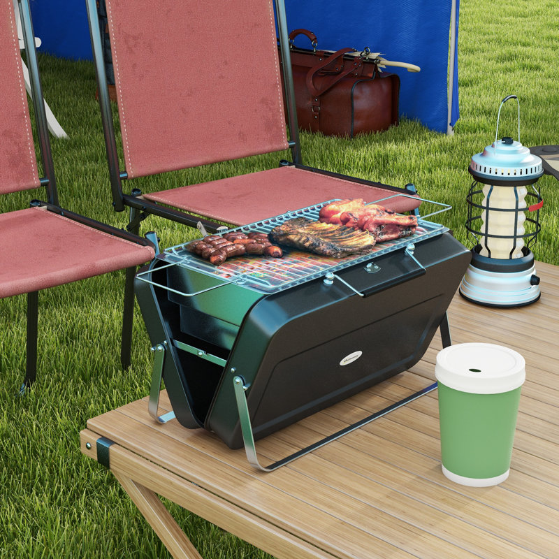Outsunny 47cm W Portable Charcoal Grill, Black