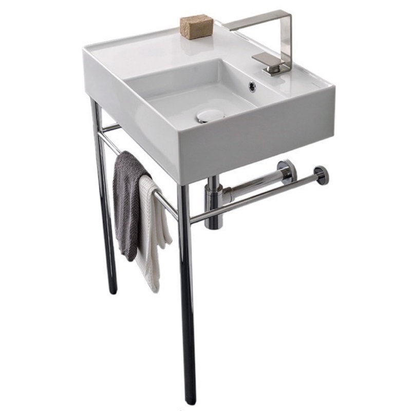 Scarabeo by Nameeks 17.3 " Ceramic Rectangular Bathroom Sink and Overflow Hole, One Hole