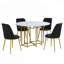Ensemble de salle à manger extensible 5 pièces avec plateau en faux marbre et chaises rembourrées, conception pliable compacte pour petits espaces