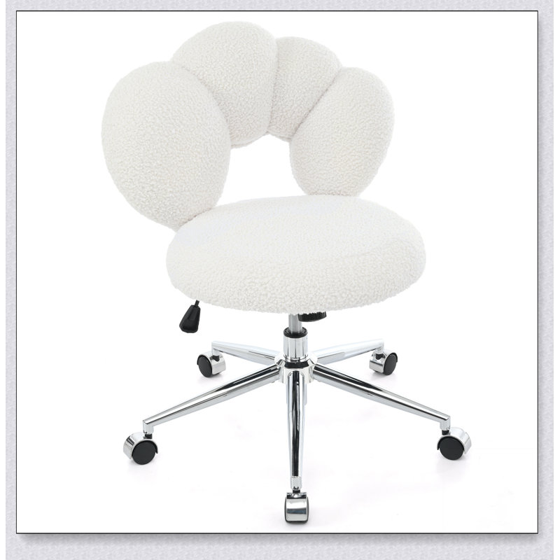 Fauteuil pivotant à 360 ° réglable en hauteur, fauteuil pivotant, tissu en peluche, fauteuil de bureau personnel