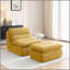 Fauteuil à billes 32 po avec repose-pieds, grande chaise longue pour adultes, canapé rembourré capitonné pour le salon, la chambre à coucher, jaune-885703192