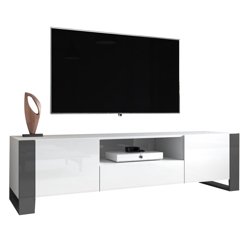 Meuble télé 71 po Woody, Blanc / Gris