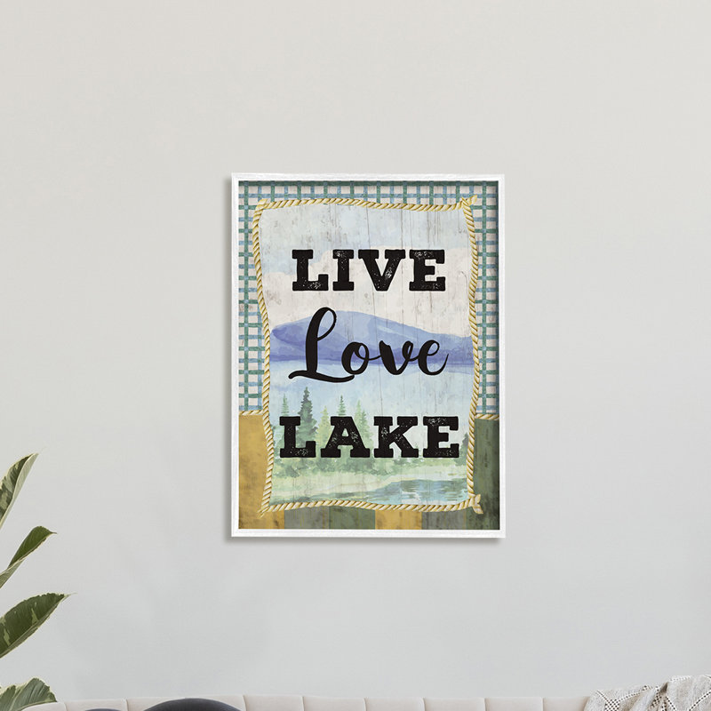 Live Love Lake Sentiments, charmante chaîne de montagnes du lac par ND Art - Art textuel, H 20 po x l 16 po