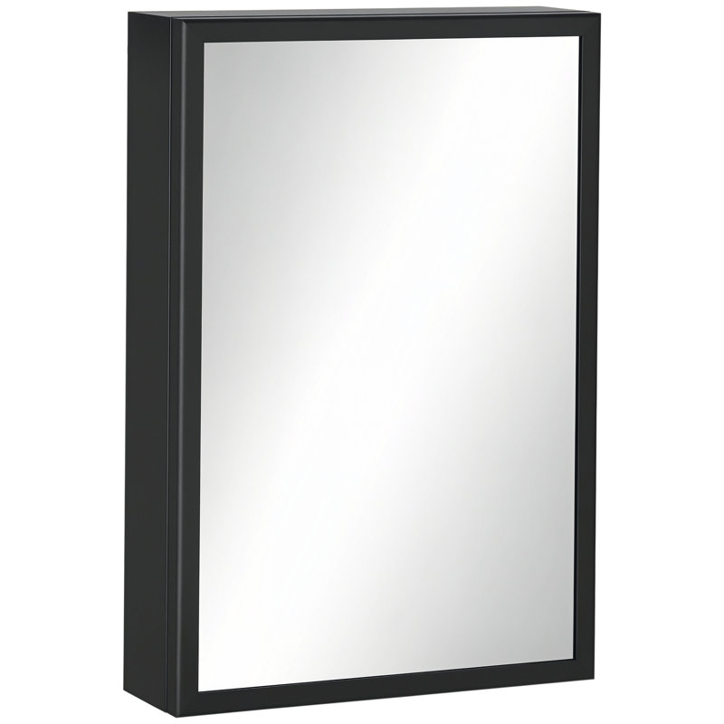 kleankin Bathroom Cabinet with Mirror Wall Mounted 40 x 12 x 60 cm Black