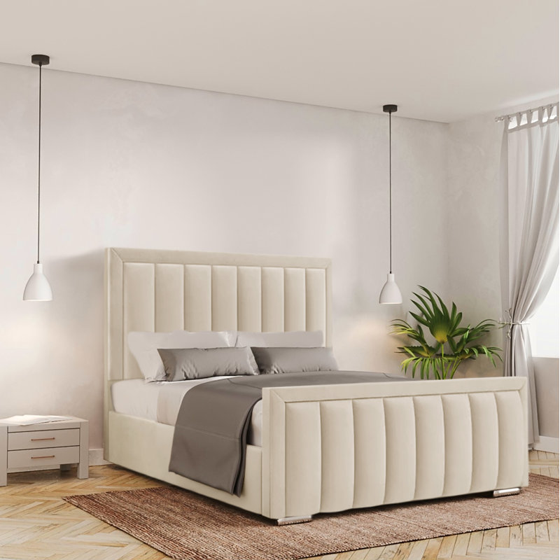 Bhopal Upholstered Ottoman Storage Bed, Single (3'), Cream
