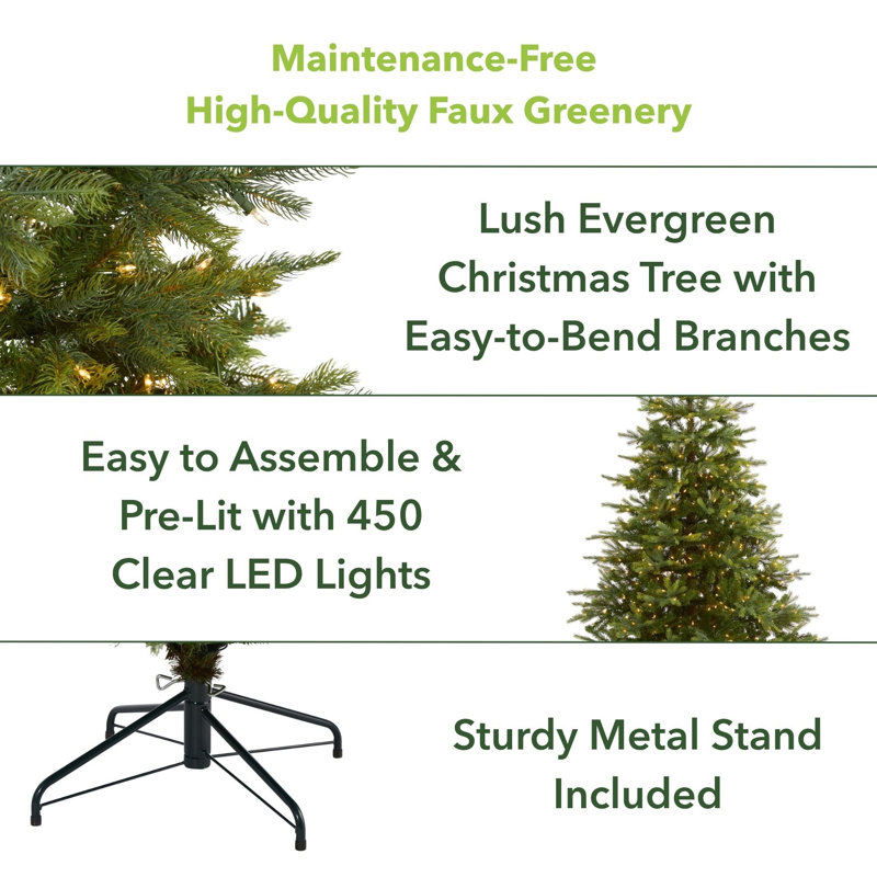 Lighted Artificial Spruce Christmas Tree, 7' H