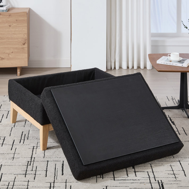 Table basse avec repose-pieds 33,8 po, Natural, Black
