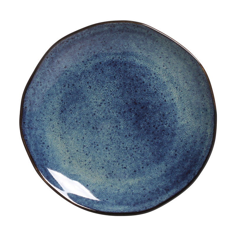 Assiette à dessert en grès céramique 7,68 po Denim - Va au micro-ondes, au four et au lave-vaisselle, par Porto Brasil