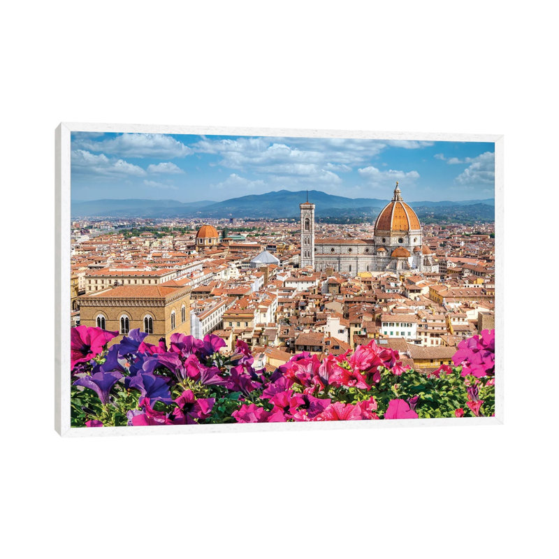 Spring Morning Florence,Italy by Susanne Kremer - Print on Canvas, 66.04cm H x 101.6cm W x 3.81cm D, White Floater Framed