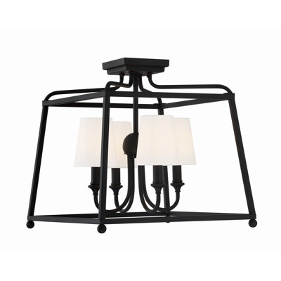 Plafonnier forgé noir 4 lumières Sylvan