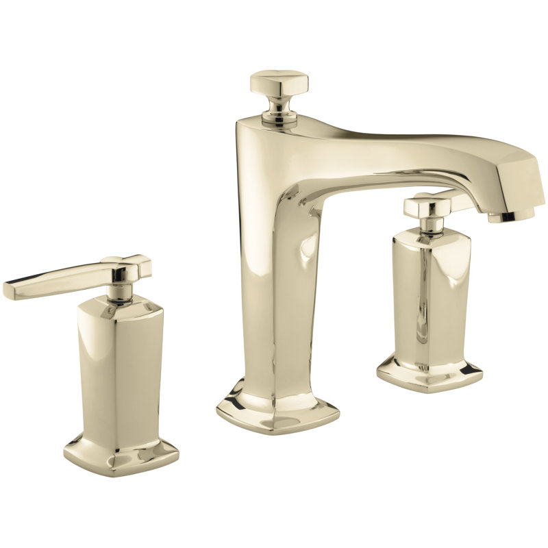 Margaux Deck-Mount Bath Faucet Trim for High-Flow Valve with Non-Diverter Spout and Lever Handles, Valve Not Included