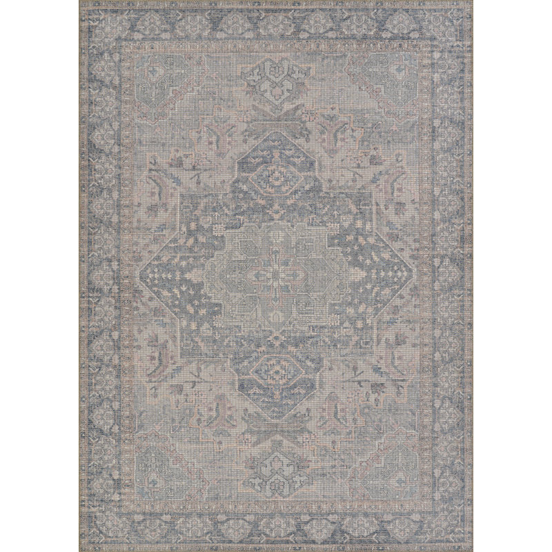 Lamentin Grey Floral Medallion Indoor Area Rug, Rectangle 10' x 14'