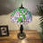 Bernia Tiffany Table Lamp Stained Glass Green Leave LED Bulb Included Pull Chain Switch 22" H-354313913