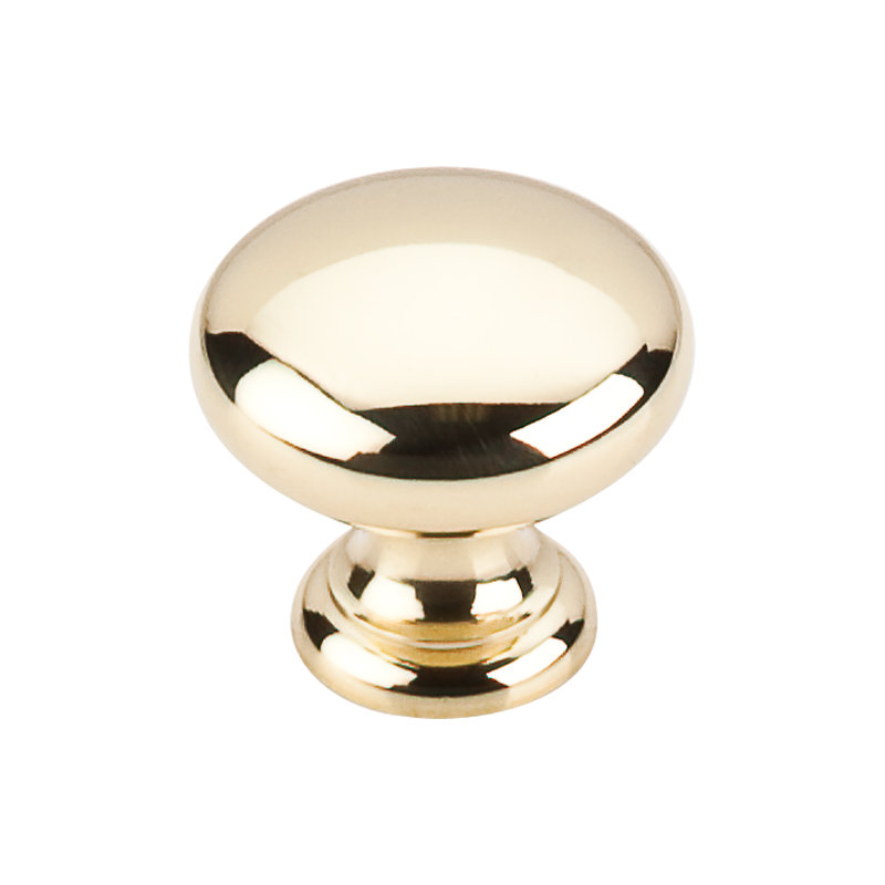 Mushroom 1 1/4" Diameter Round Knob, Polished Brass