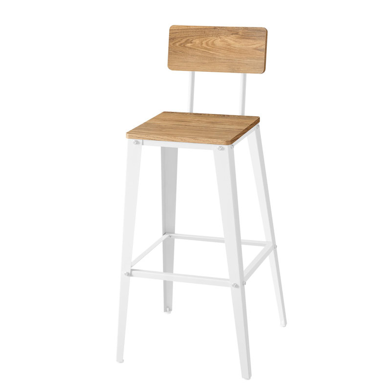 Ensemble de 2 tabourets de bar, tabourets de hauteur de bar, tabourets de bar hauts avec dossier, chaises de bar, structure en acier, style industriel