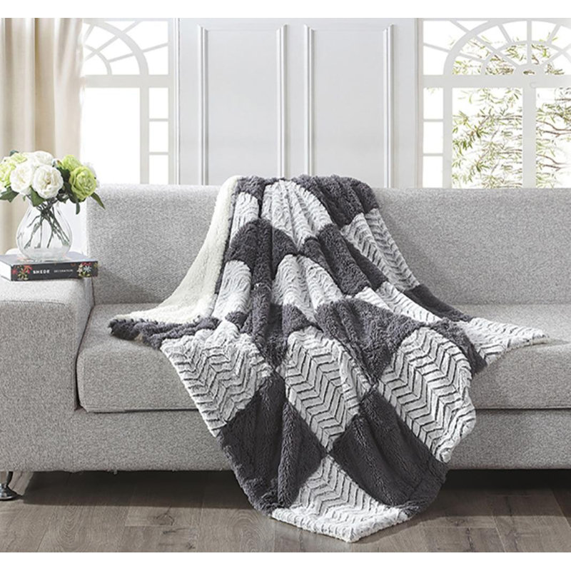 Jeté nappe à carreaux, Gris
