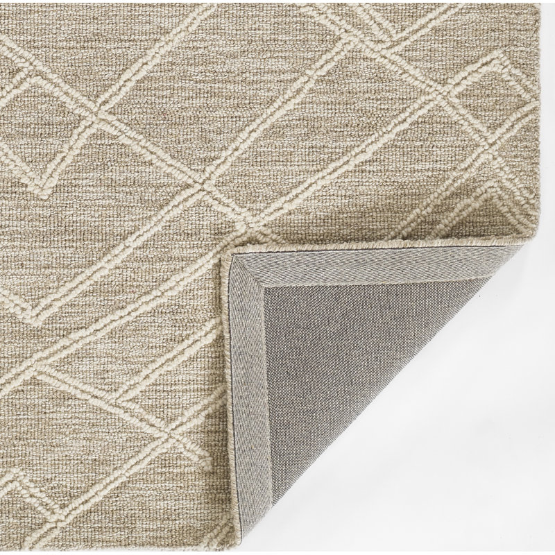 Tapis beige en laine touffeté à la main Wendell, Rectangle 2 pi x 4 pi