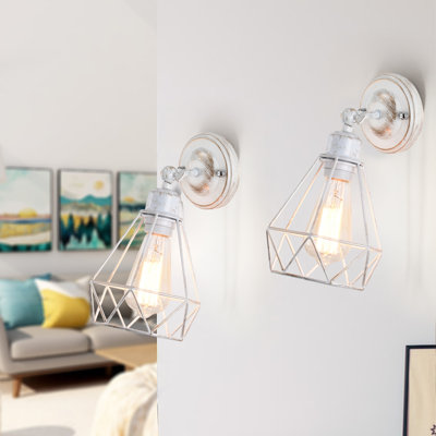 Hecklau Adjustable Industrial Wall Sconces White Indoor Wall Light Fixture