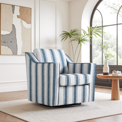 Bronnen Big And Wide Upholstered Cushion Swivel Armchair with Removable Back and Seat Cushion