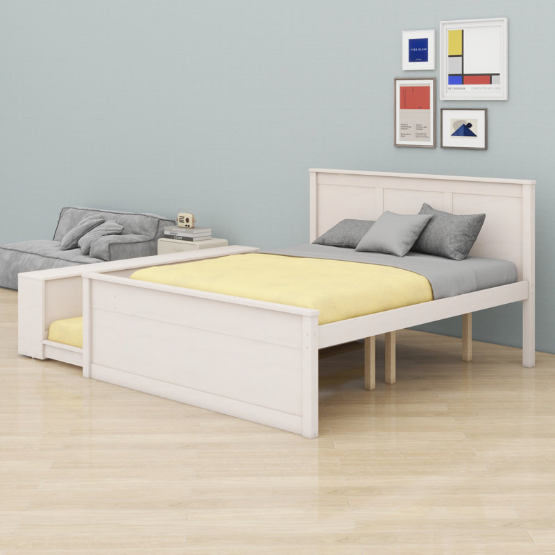 Lit avec rangement et lit gigogne escamotable, Cream White, Double