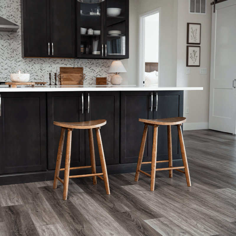 Maven Lane Luna Backless Wooden Kitchen Stool, Single, Counter Stool (26" Seat Height), Rustic Natural