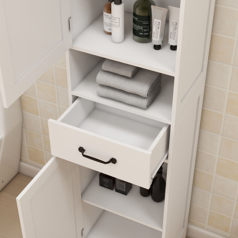 Armoire sur pied étroite Yeraldo, Blanc
