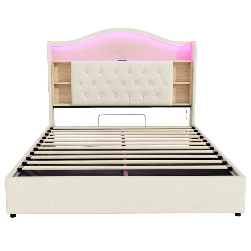 Upholstered Ottoman Storage Bed, 143 x 207 cm