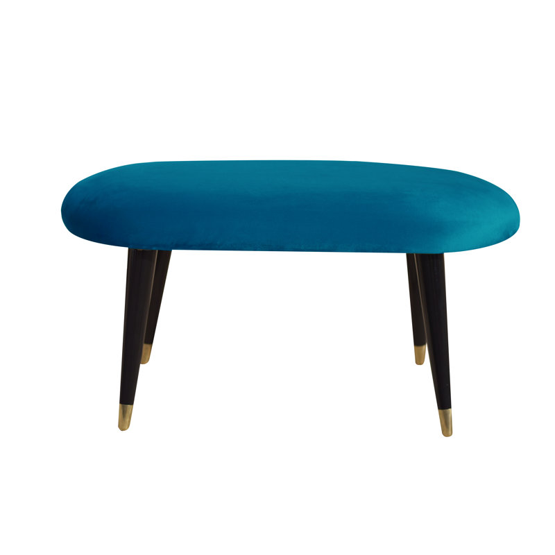 Emi Upholstered Bench, Blue/Silver Socks