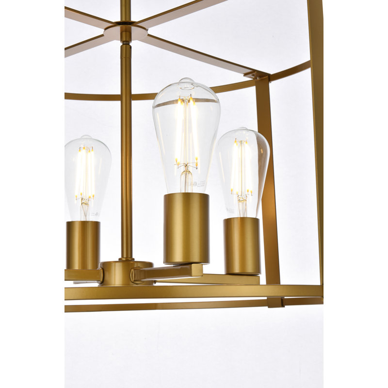 Carter-Johnson Geometric Drum Pendant, Brass, 12" H x 20" W x 20" D, 4 Lights