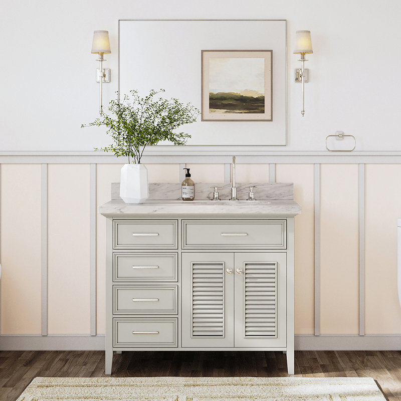 Ensemble de meuble-lavabo simple 43 po Blazier, gris, Droite