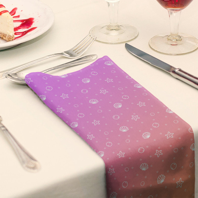 Polyester Nautical Square Napkin, Purple/Orange, 0.1" H x 10" W x 10" D, Cotton Twill