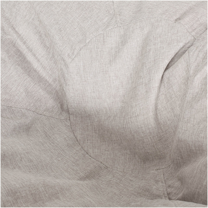 Fauteuil à billes rond Maxi en tissu bicolore et similicuir gris clair et brun café