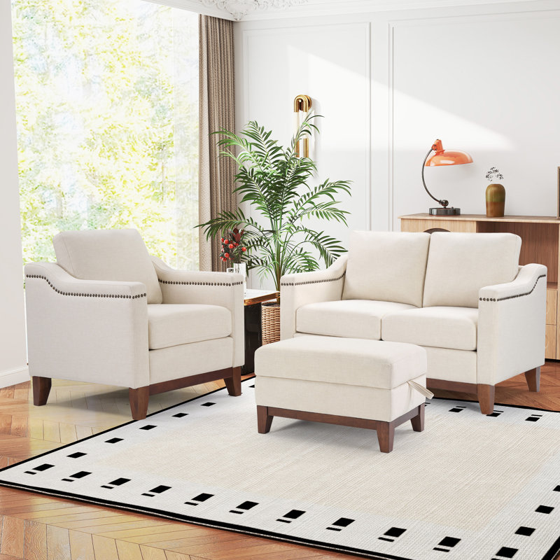 Ensemble de salon 3 pièces Edgell, White