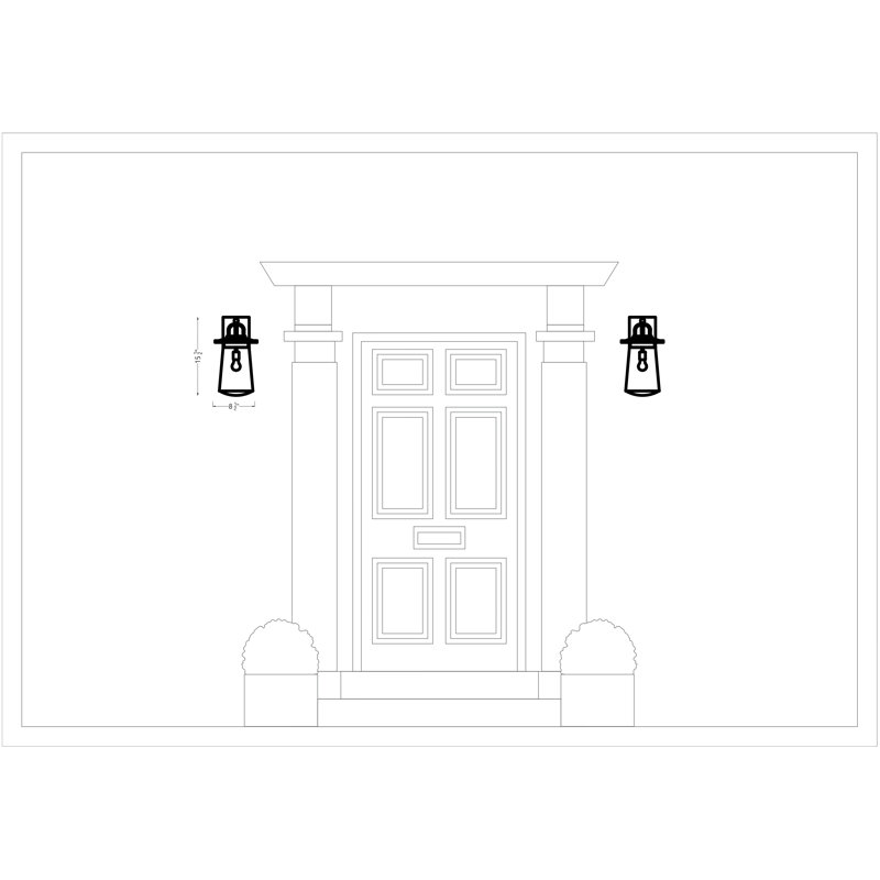 Plafonnier encastré d'extérieur Mansoor, Noir, H 15,5 po x l 8,5 po x P 8,5 po