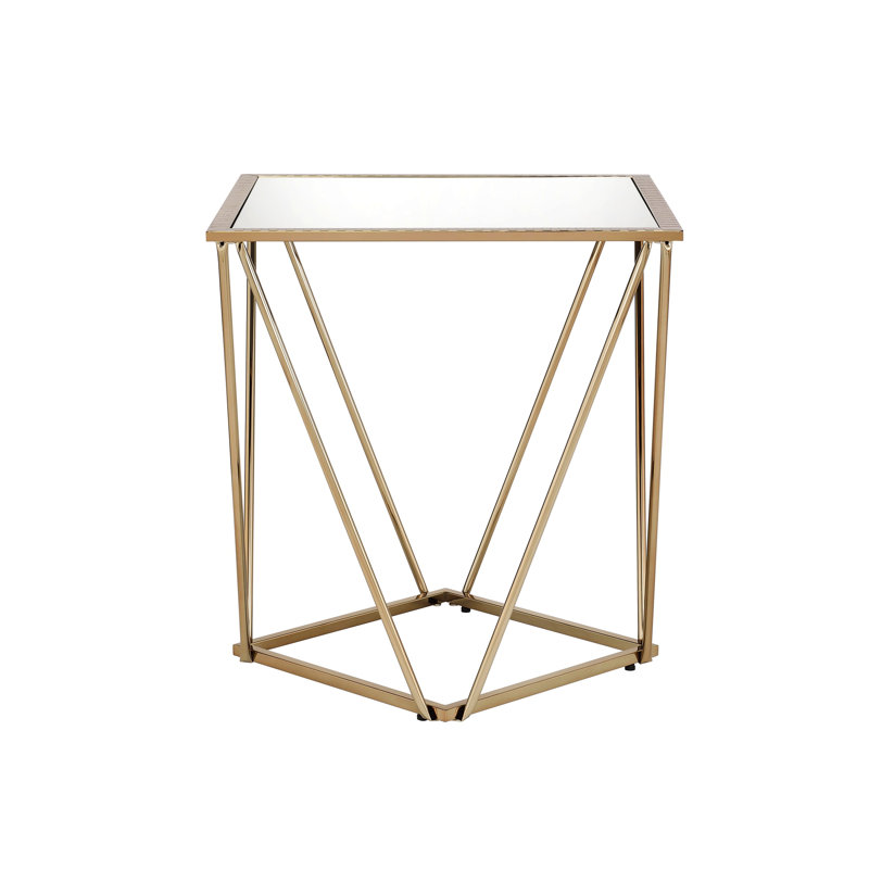 Square End Table With Metal Base