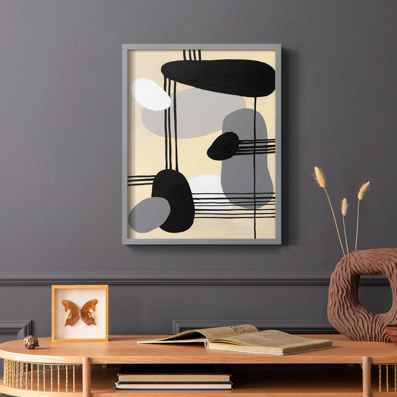 «Interconnected Shapes II», reproduction encadrée - bois massif, H 10 po x l 8 po, Gris