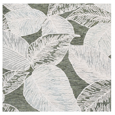 Jardin 375 Hand Tufted Wool; Cotton Floral Rug in Green/Ivory