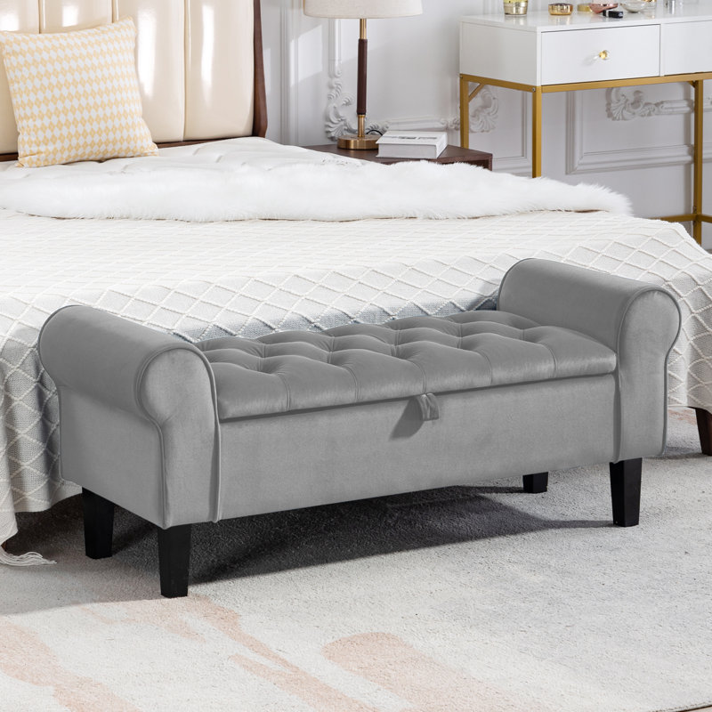 Banc de rangement rembourré Jillia, Gris