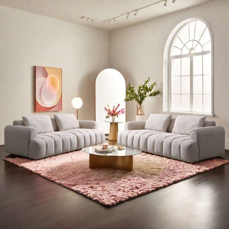 Canapé 100% moderne 4 places Boucle, Beige Boucle
