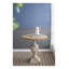 Table d'appoint ronde blanche et grise antique avec plateau en bois de sapin et détails en médaillon