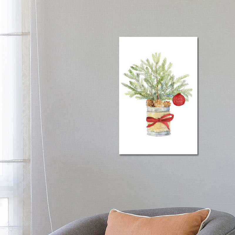 Merry Christmas Fir Tree 1 Piece Wrapped Canvas Painting, 66.04 cm H x 45.72 cm W x 3.175 cm D