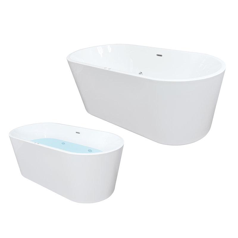 Baignoire de massage autoportante en acrylique blanc brillant L 66,93 po x l 31,1 po x H 23,62 po Orvis