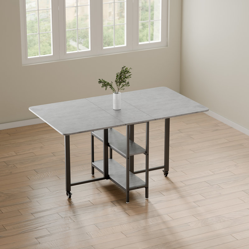 Rectangular Folding Table, 75cm H x 140cm W x 80cm D, Gray/Black