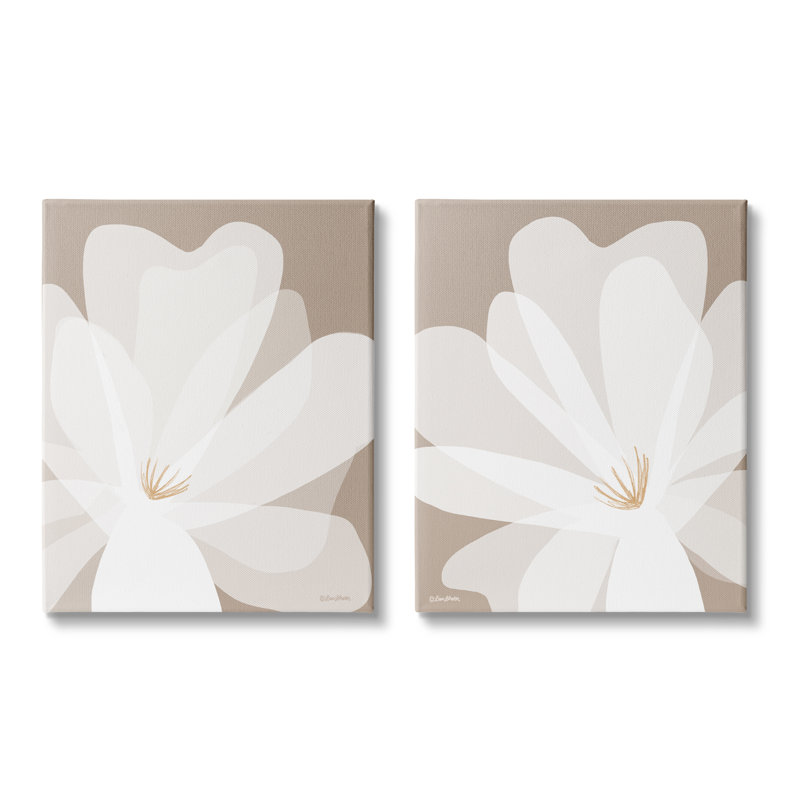 «White Boho Flowers on Canvas» par Lisa Larson, H 20 po x l 16 po x P 1,5 po
