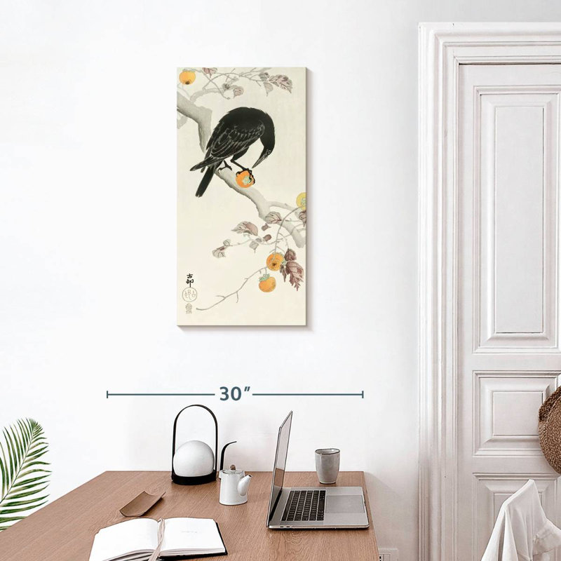 Corbeau avec kaki, H 30 po x l 15 po